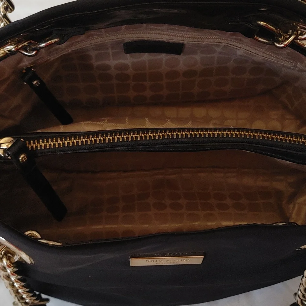 Kate Spade Elena Black Nylon & Patent Leather Shoulder Hobo Handbag - Picture 7 of 11